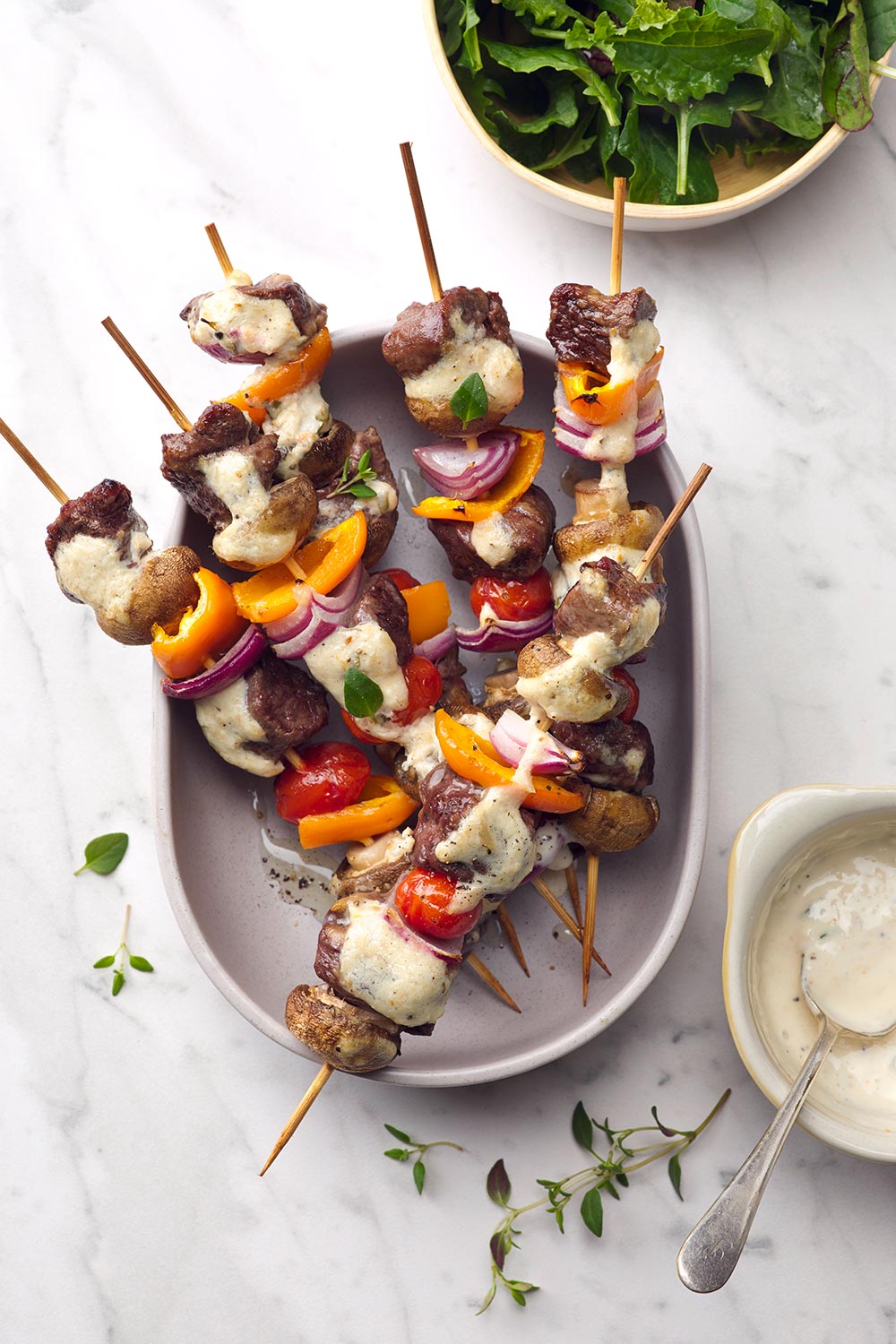 Tangy bbq beef skewers